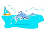 Illustrated Dolphins Swimming